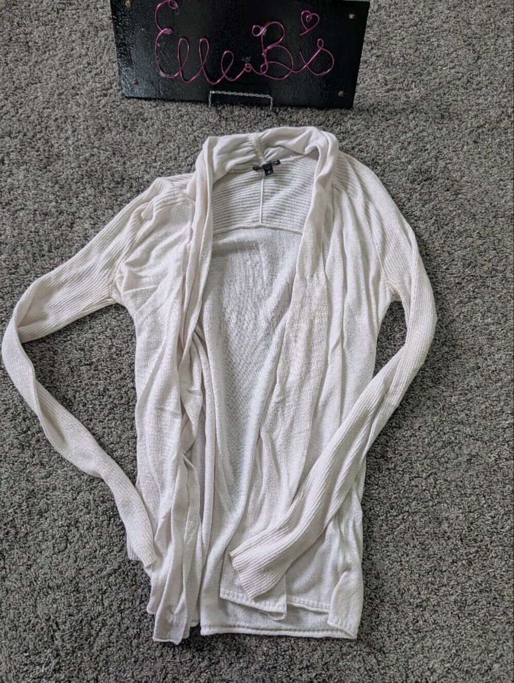 Used Condition Express Women's Open Front Lightweight Cardigan in White S